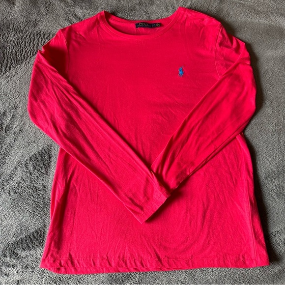 Polo Ralph Lauren Shirt Women L Long Sleeve Crew Neck Lightweight Pink - Picture 2 of 6